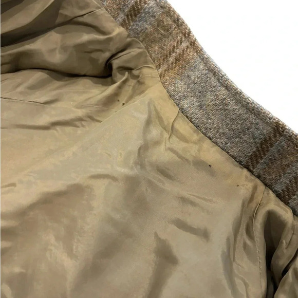 Vintage Stanley Blacker Wool Jacket Plaid Brown Gray Button Lined Jacket Size 8 - Picture 7 of 7
